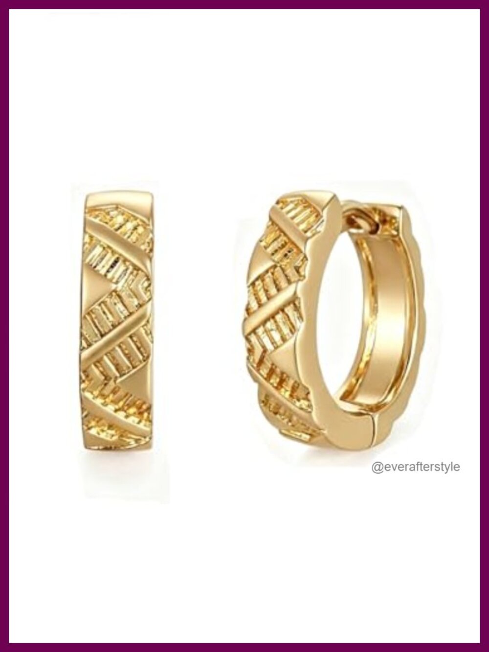 14K Gold Plated Chunky Huggie Hoop Earrings Hinged Closure Women